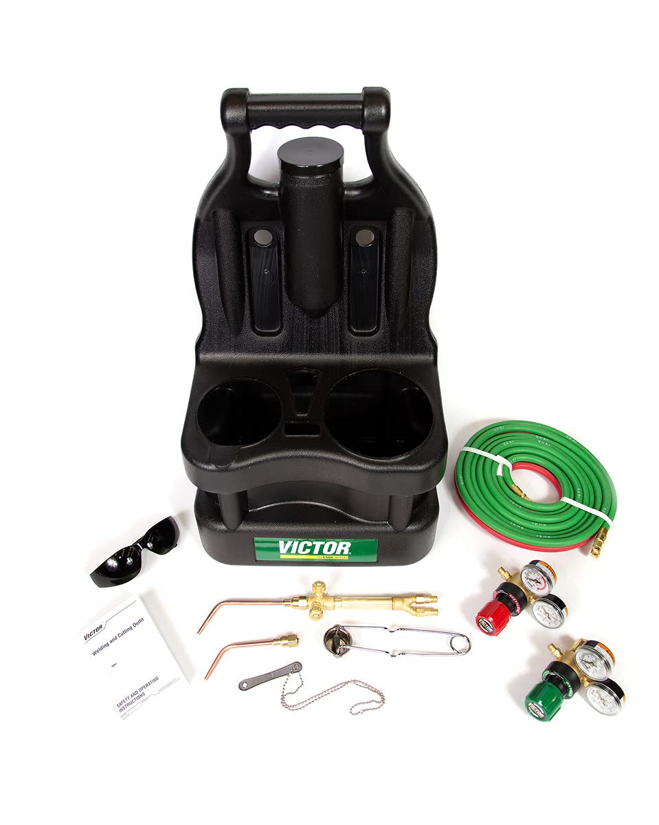 Victor ESAB G150 J-P kit contents with regulators and accessories for on-site welding.