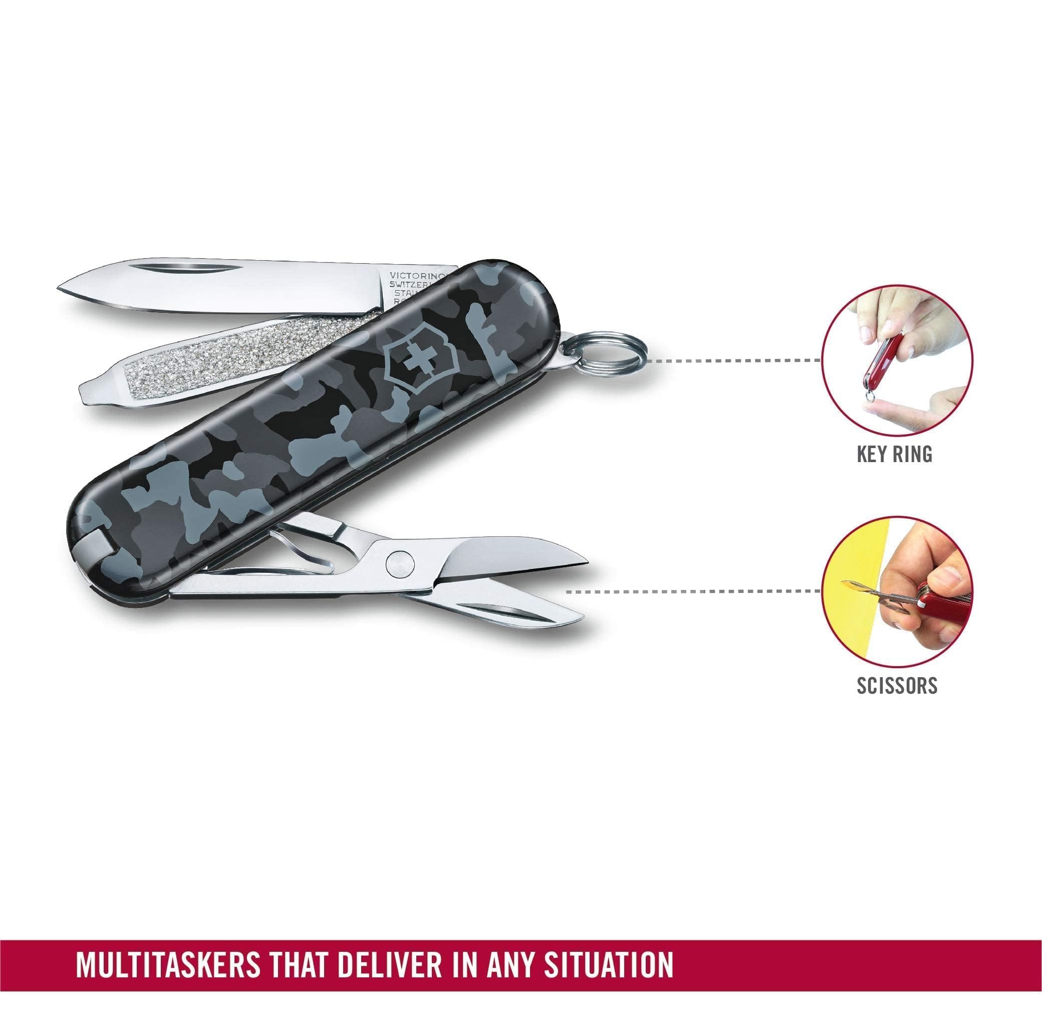 Victorinox Classic SD 58mm compact design fits pockets.