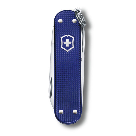 Victorinox Classic SD Alox Night Dive blue with nail file for on-the-go grooming.