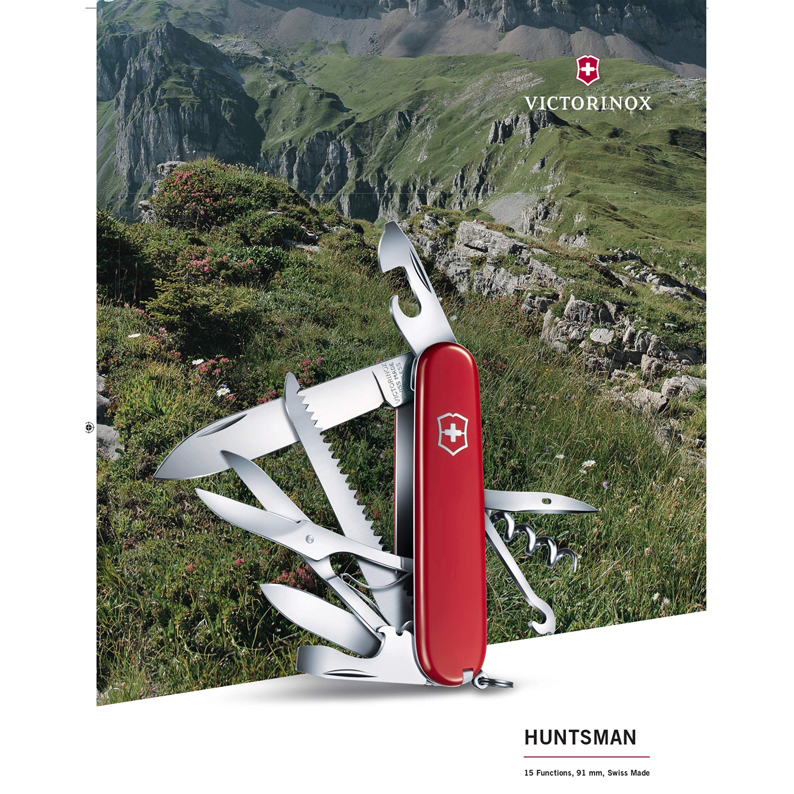 Victorinox Huntsman can opener prepared for camp meals