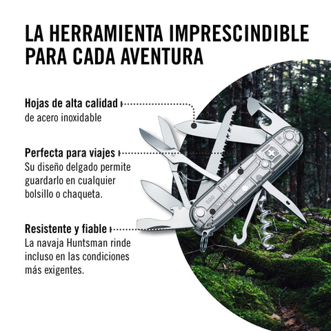 Victorinox Huntsman Silver Tech bottle opener with large screwdriver for everyday tasks.