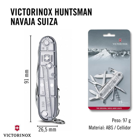 Victorinox Huntsman Silver Tech corkscrew for opening bottles during picnics.