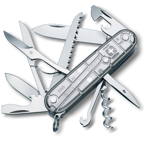 Victorinox Huntsman Silver Tech large blade for precise on-the-go cutting.