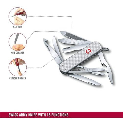 Victorinox Mini Champ Alox nail-file, keeps nails neat during travel and hobbies.