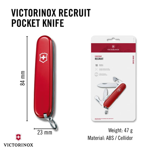 Victorinox Recruit small blade exposed for precise cutting tasks.