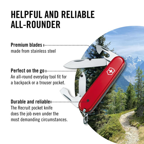 Victorinox Recruit durable stainless steel construction for long lasting use.