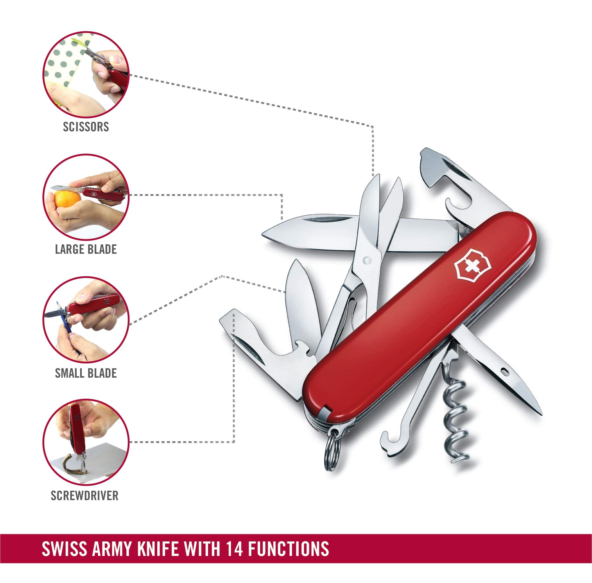 Victorinox Swiss Army Climber corkscrew extended for on-the-go repairs.
