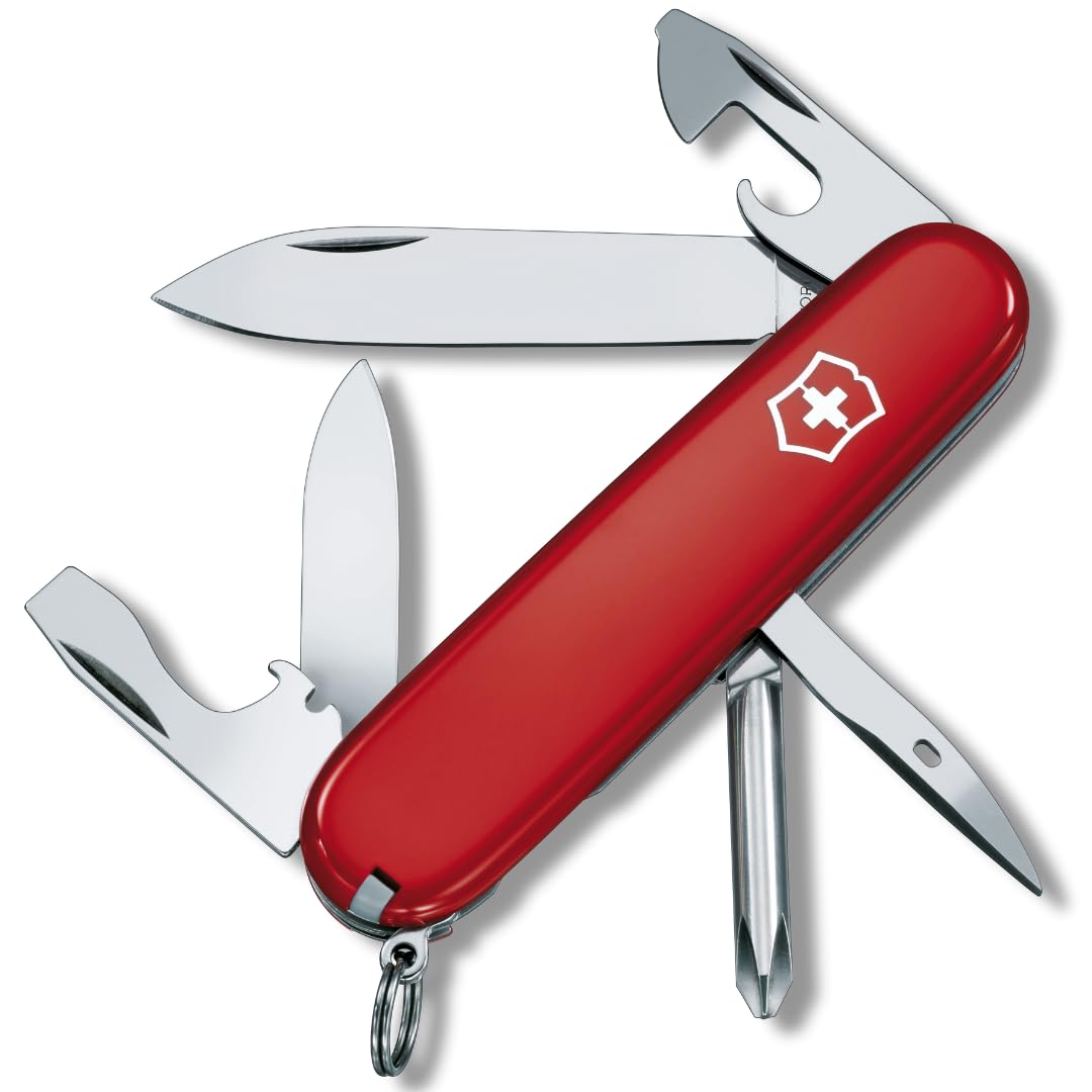 Victorinox Swiss Army Tinker pocket knife in red with 12 tools for everyday fixes.