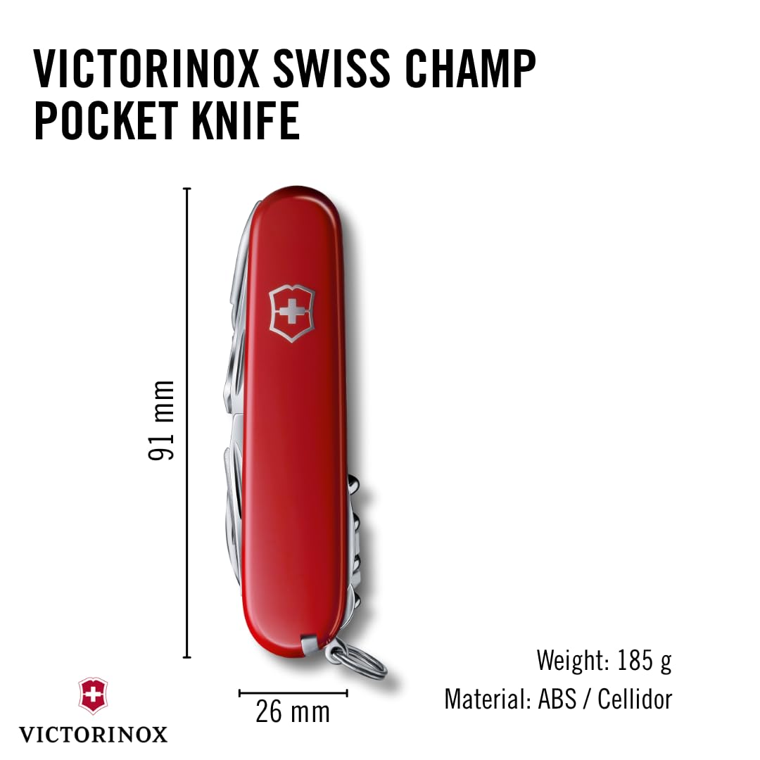 Victorinox Swiss Champ corkscrew for opening bottles during outdoor adventures.
