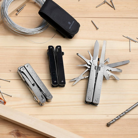 Victorinox Swiss Tool large blade ready for cutting tasks on the go.