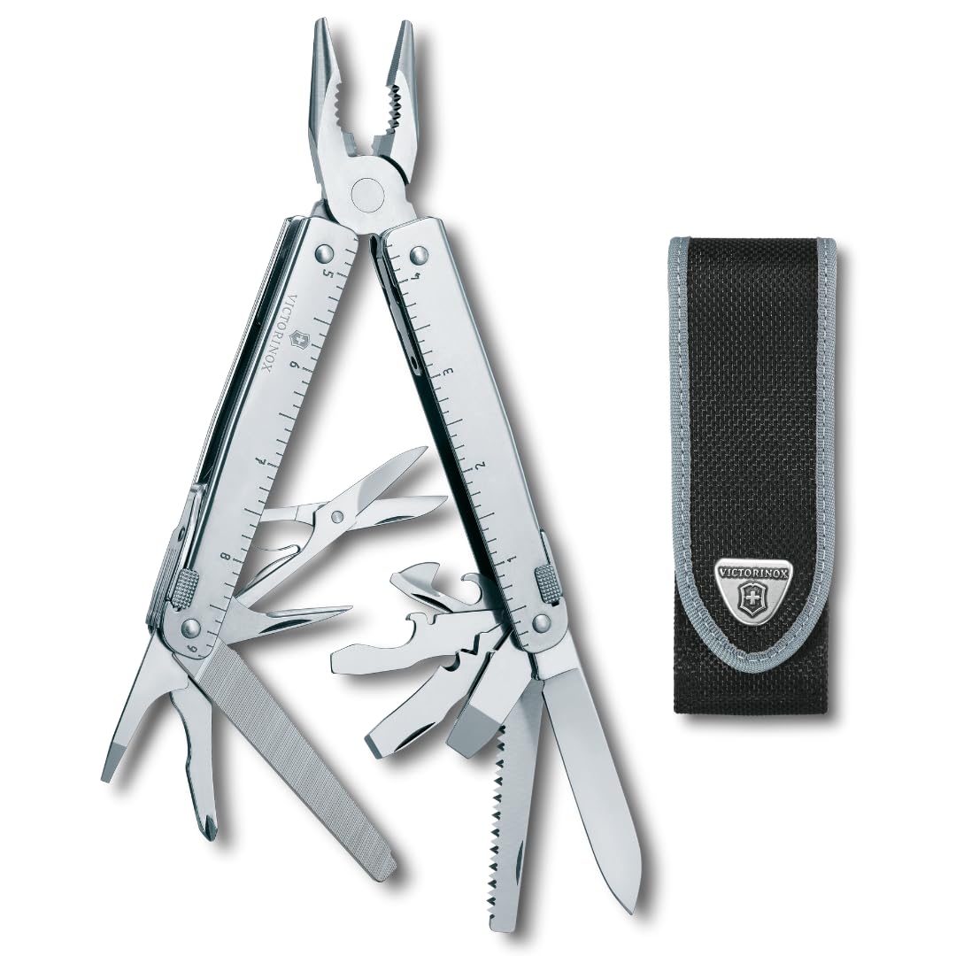 Victorinox Swiss Tool pliers opened from the outside for quick access.