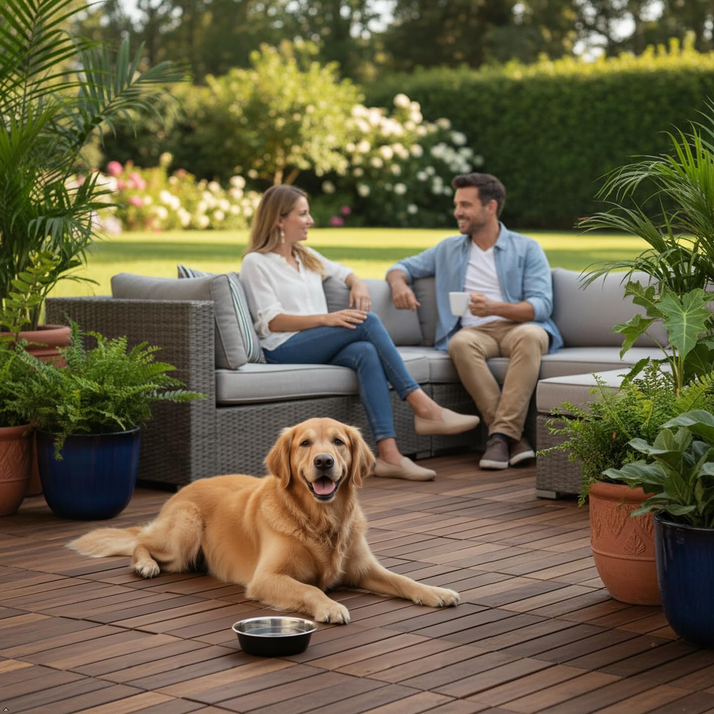 VICTORY RELAX acacia deck tiles anti-slip surface for balcony safety