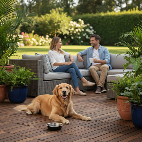 VICTORY RELAX acacia deck tiles anti-slip surface for balcony safety