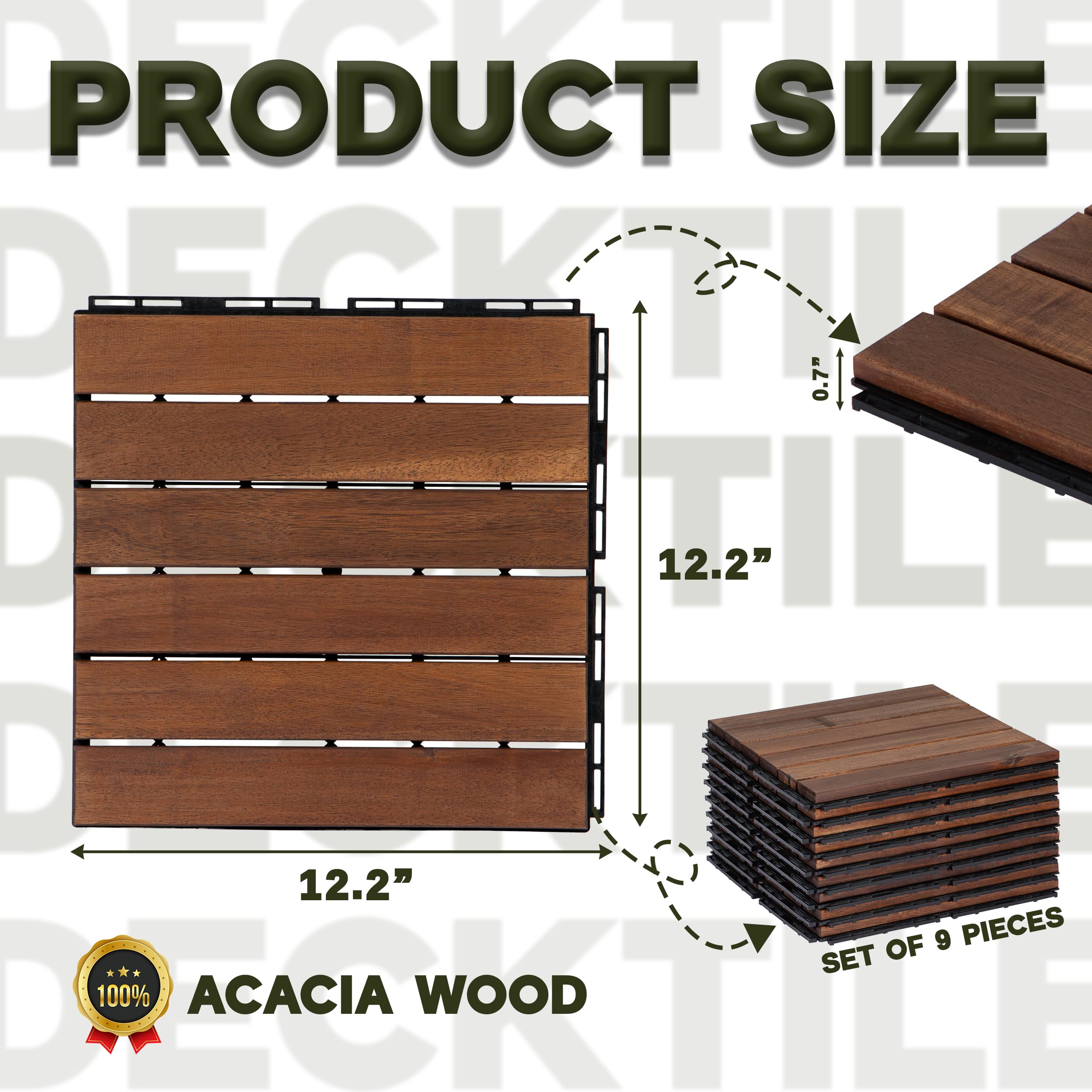 VICTORY RELAX acacia deck tiles drainage base directs water away
