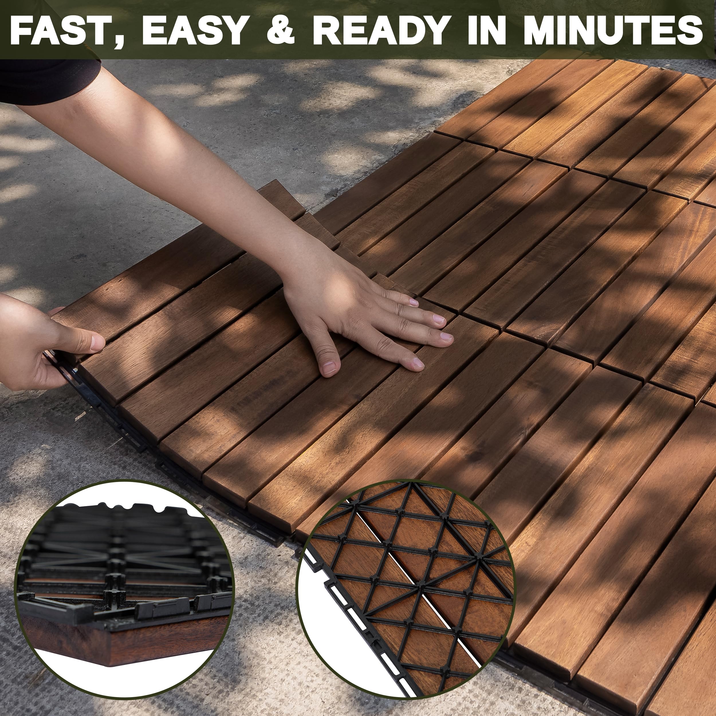 VICTORY RELAX acacia deck tiles patio and garden upgrade