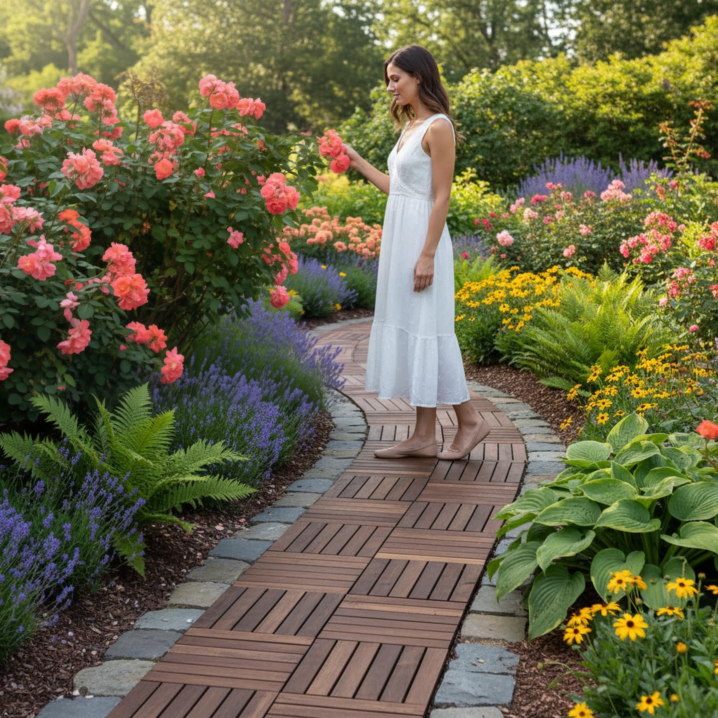 VICTORY RELAX acacia deck tiles waterproof option for deck areas