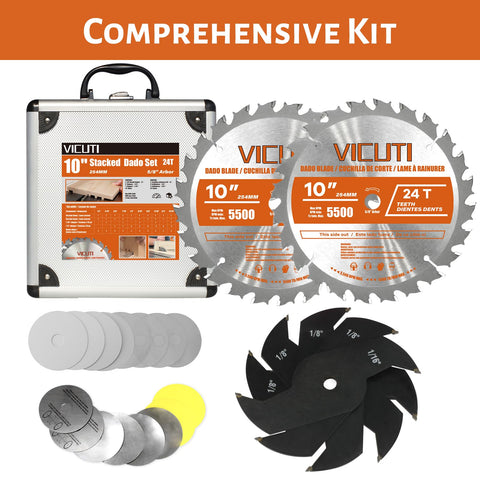 VICUTI dado blade set mounted on table saw demonstrates accurate cuts