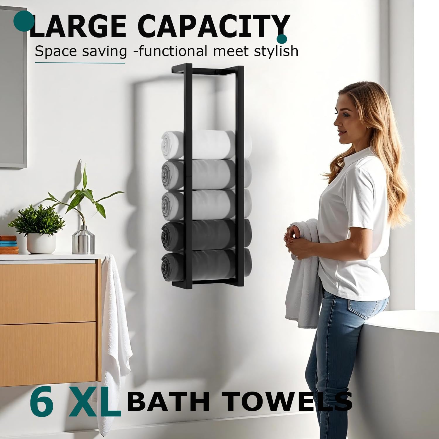 VIDA-ZONE wall-mounted 30-inch towel rack keeps towels within easy reach.