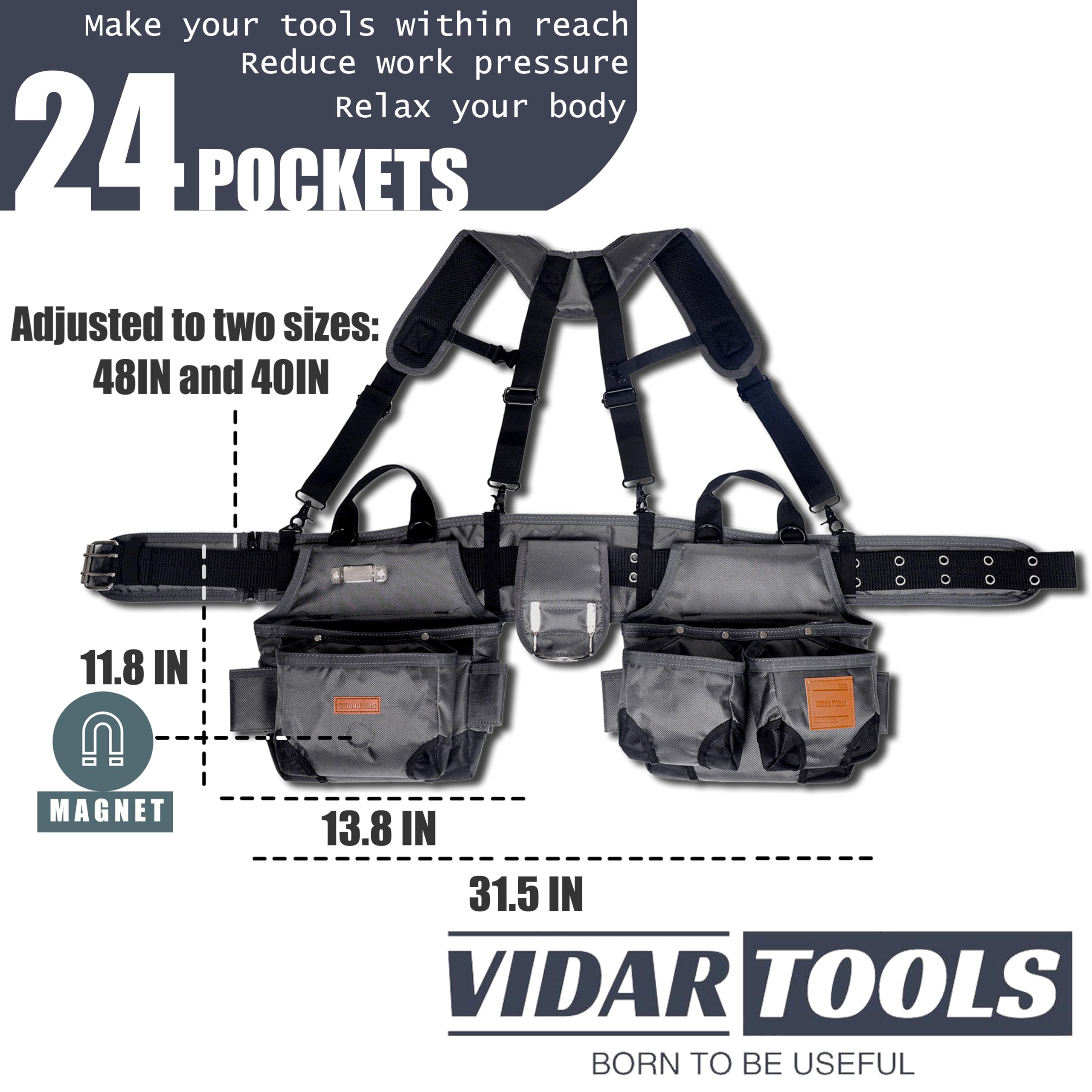 VIDAR TOOLS magnetic pouch holds nails and screws for quick access