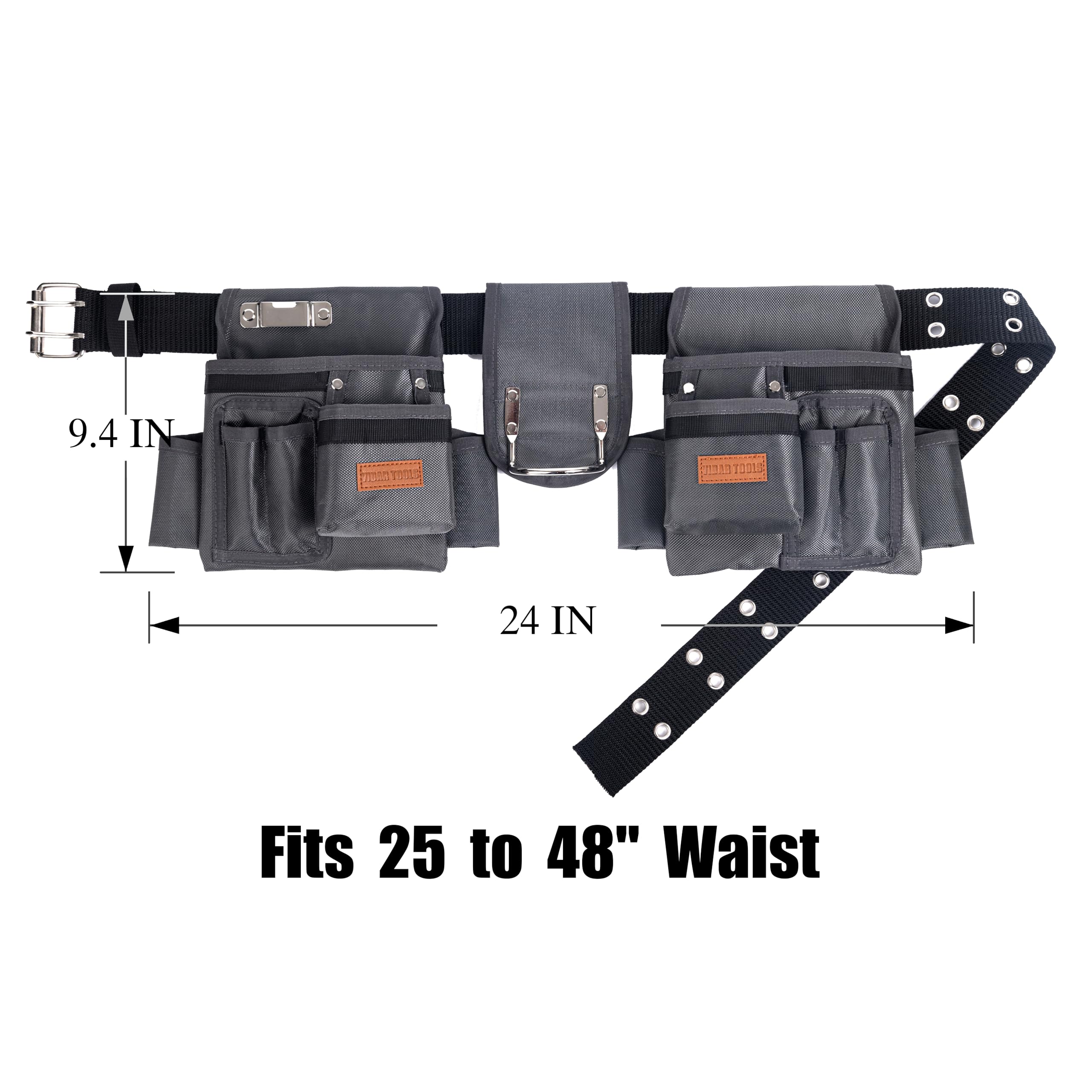 VIDAR TOOLS tool belt removable pouches arranged for customizable placement.