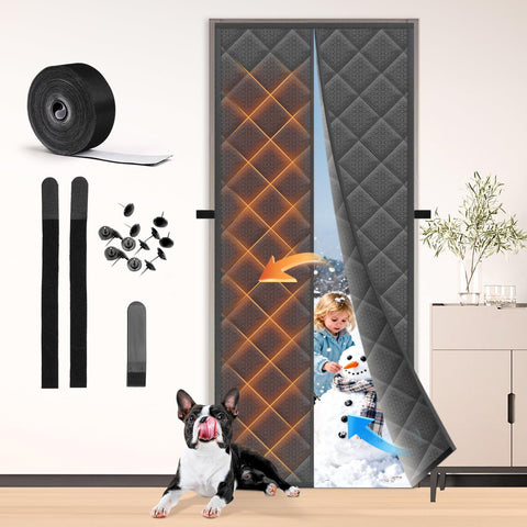 Vidoya insulated door curtain in Oxford fabric close-up showing durability for winter use
