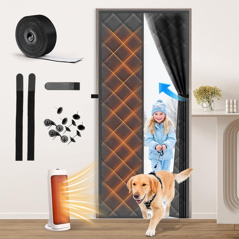 Vidoya magnetic thermal door curtain blocks drafts, keeping entryways warmer.