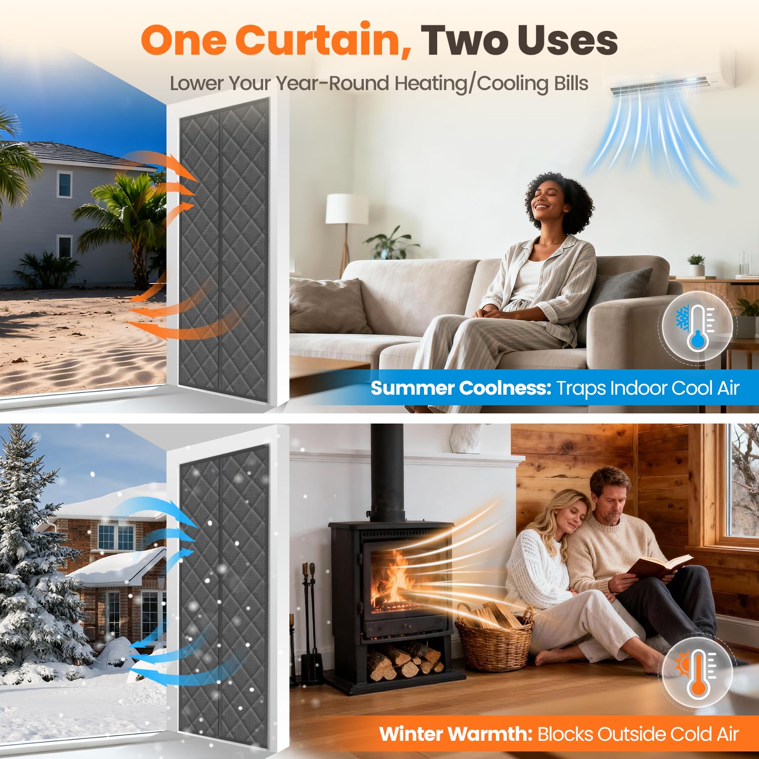 Vidoya privacy-focused insulated curtain reduces outside noise for a calmer home.