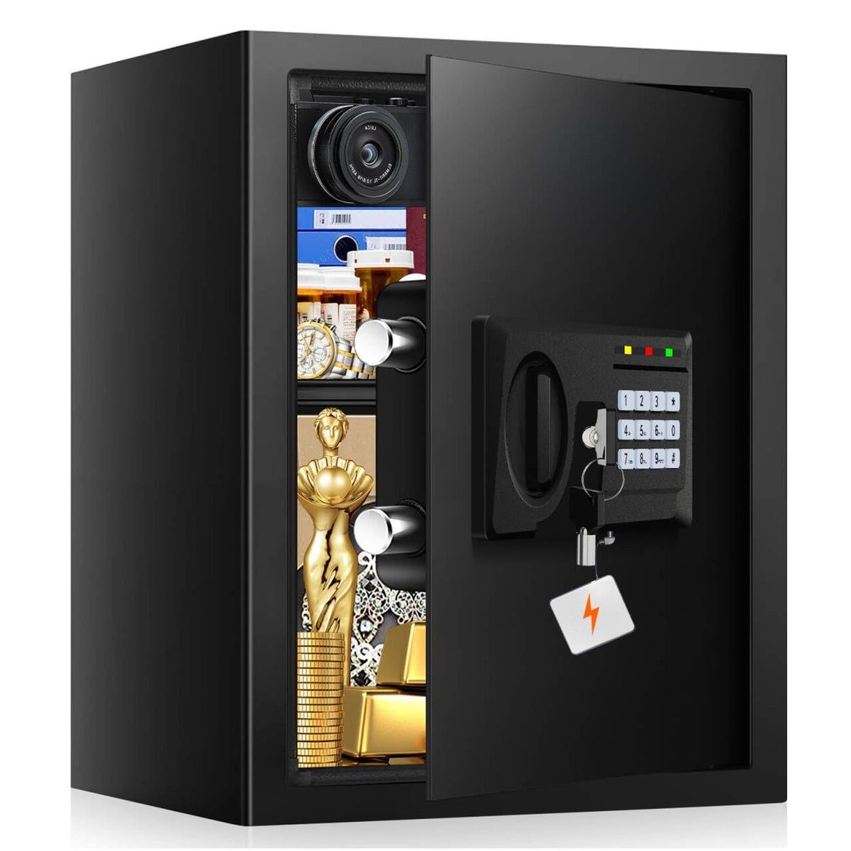 VIDXCVIT 3.3 cu ft fireproof safe, front view, sturdy security for home valuables.