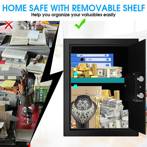 VIDXCVIT safe mounted on wall—secure placement with mounting holes.