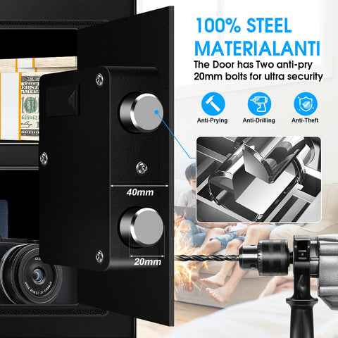 VIDXCVIT fireproof safe removable shelf enables flexible organization.