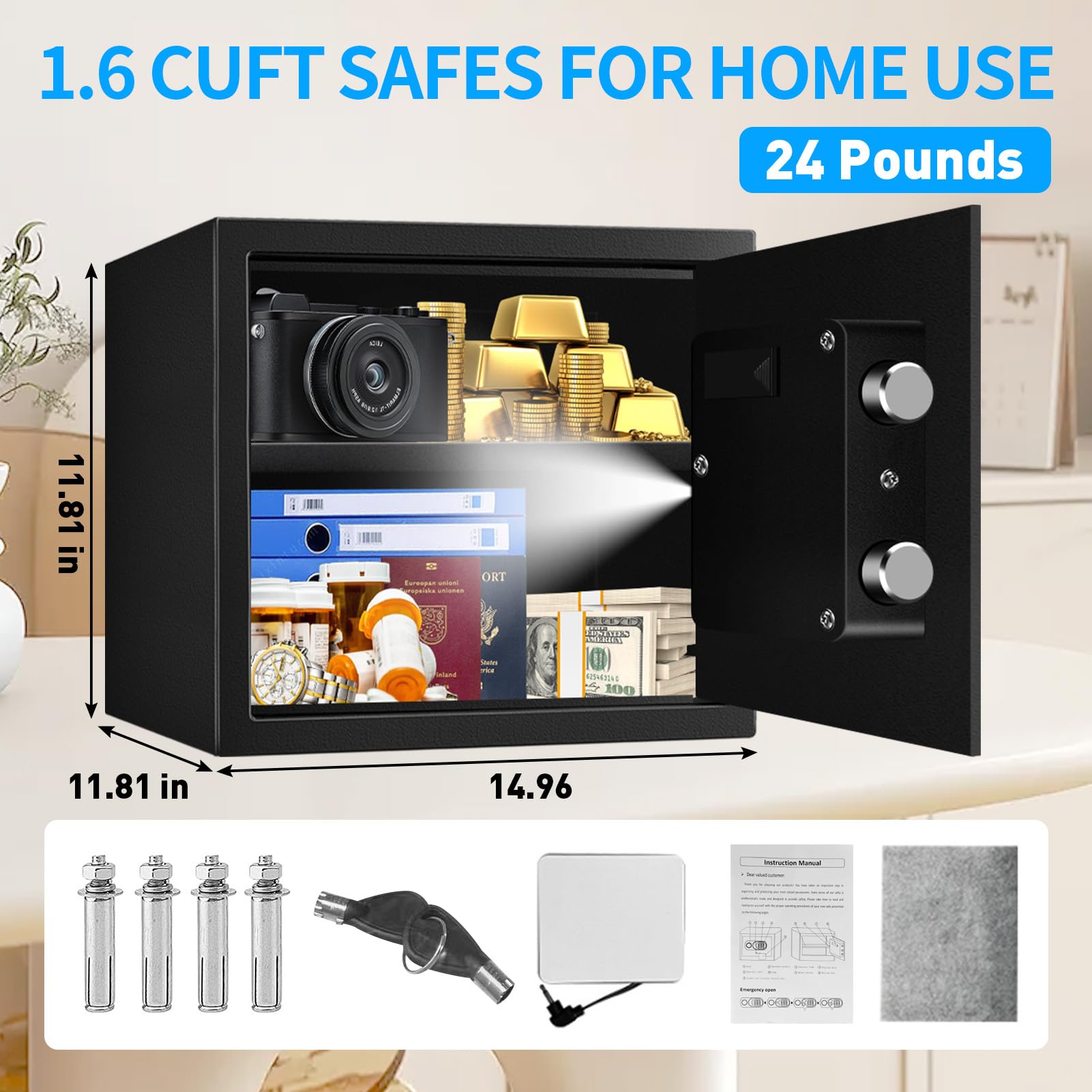 VIDXCVIT fireproof safe wall or floor mounting option.