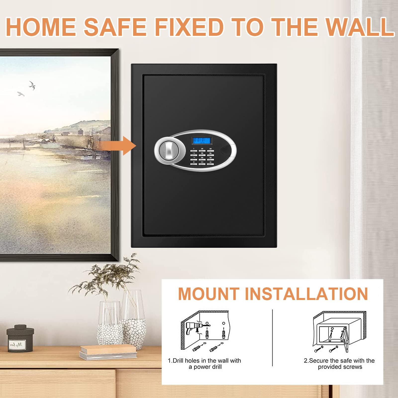 VIDXCVIT 3.3 cu ft home safe interior dimensions for planning storage