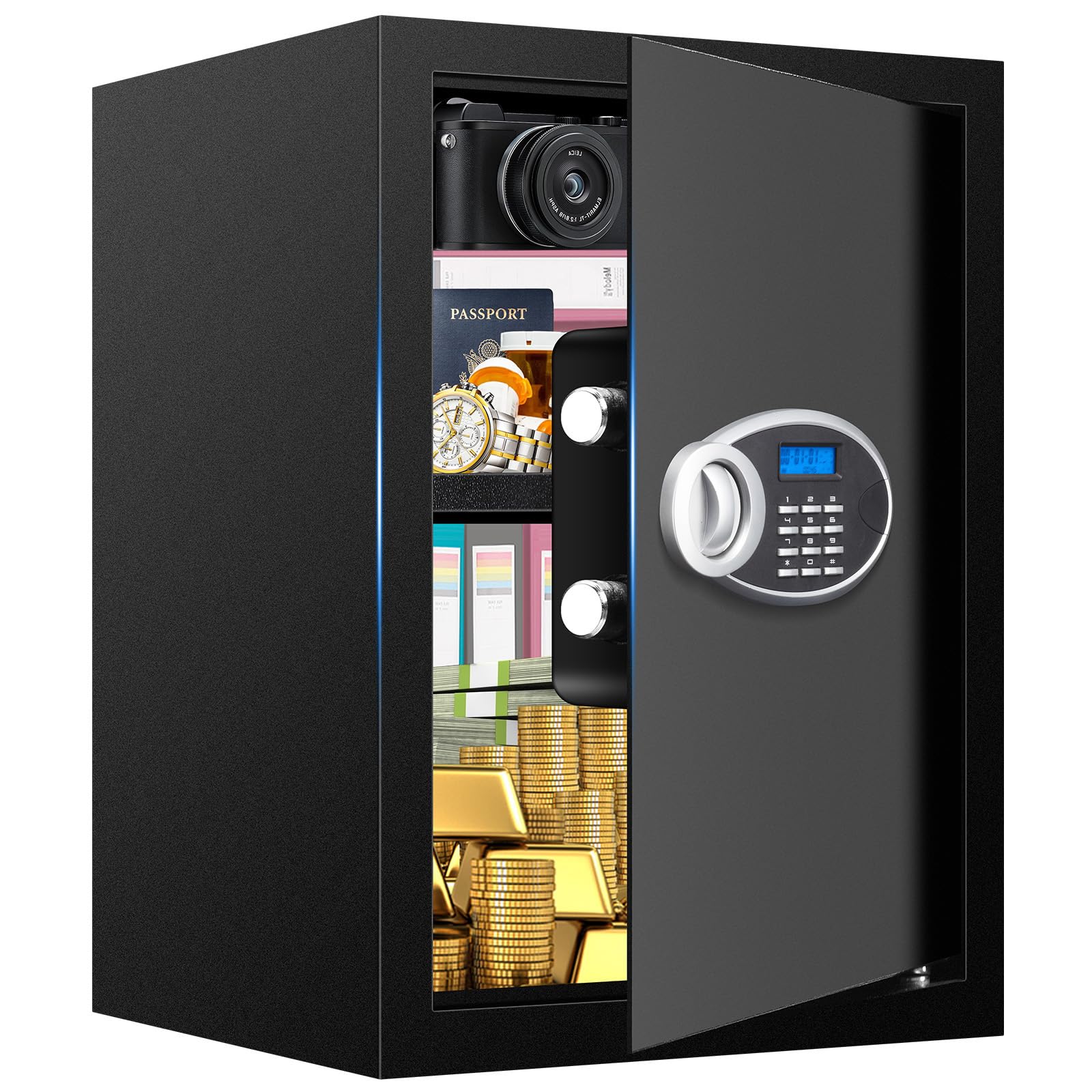 VIDXCVIT 3.3 cu ft home safe front view with durable steel build for secure storage