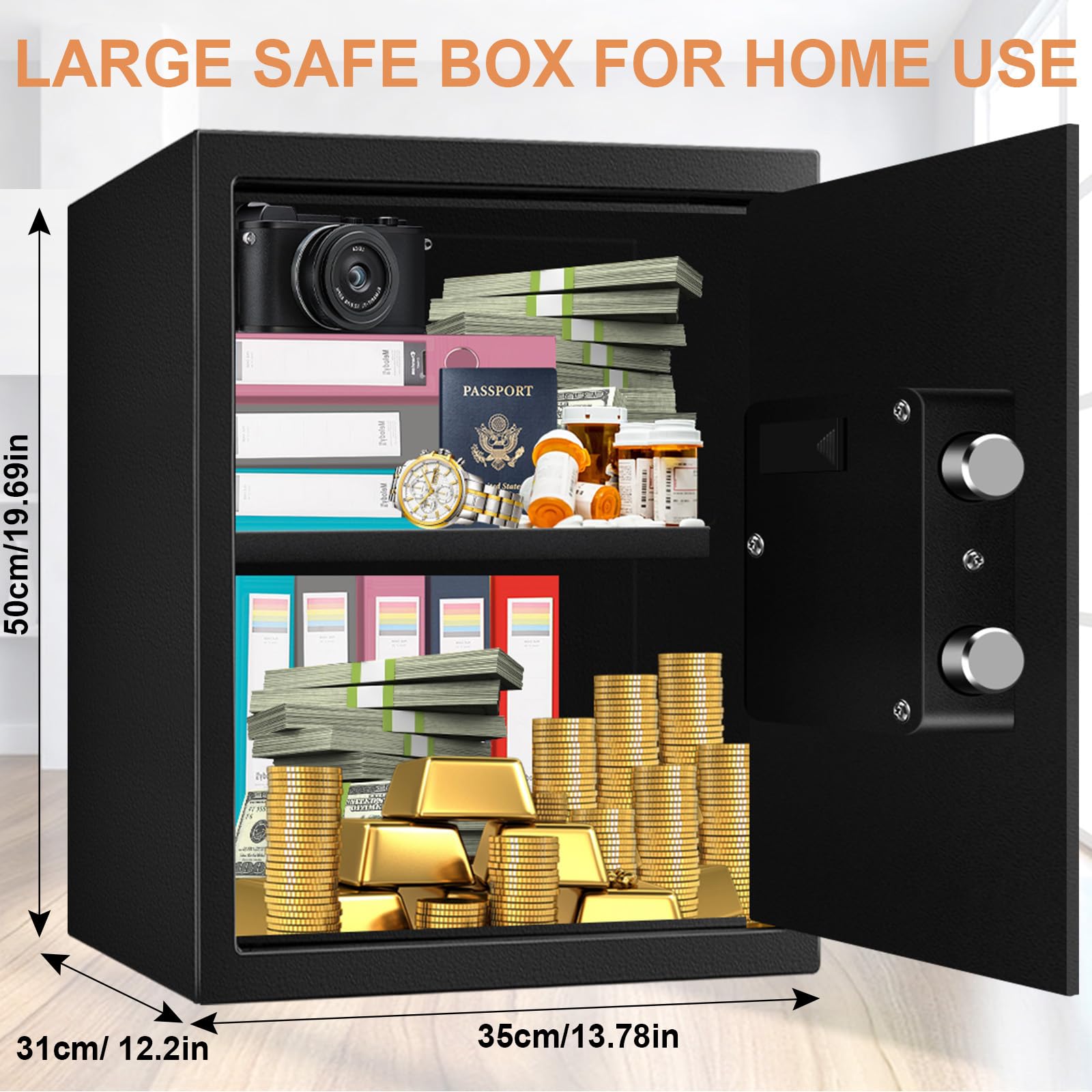 VIDXCVIT 3.3 cu ft home safe spare keys stored securely inside the unit