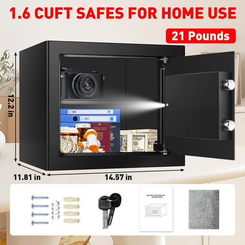 Interior sensor light illuminates contents inside the VIDXCVIT safe.