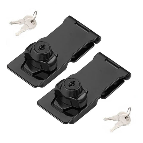 VIDYSUFYR keyed hasp lock in black brushed steel secures doors and cabinets.