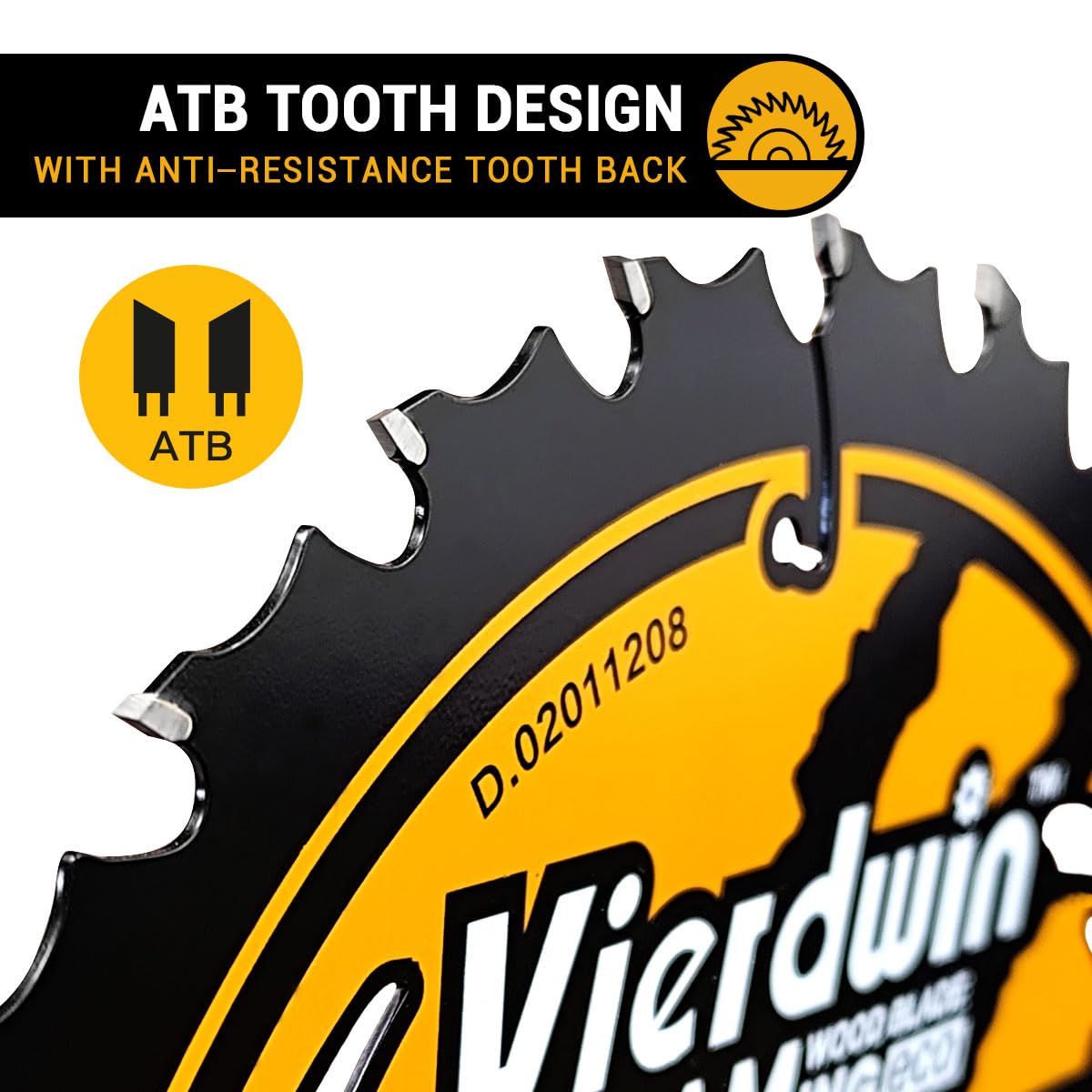 Vierdwin carbide teeth cut hardwood with low resistance