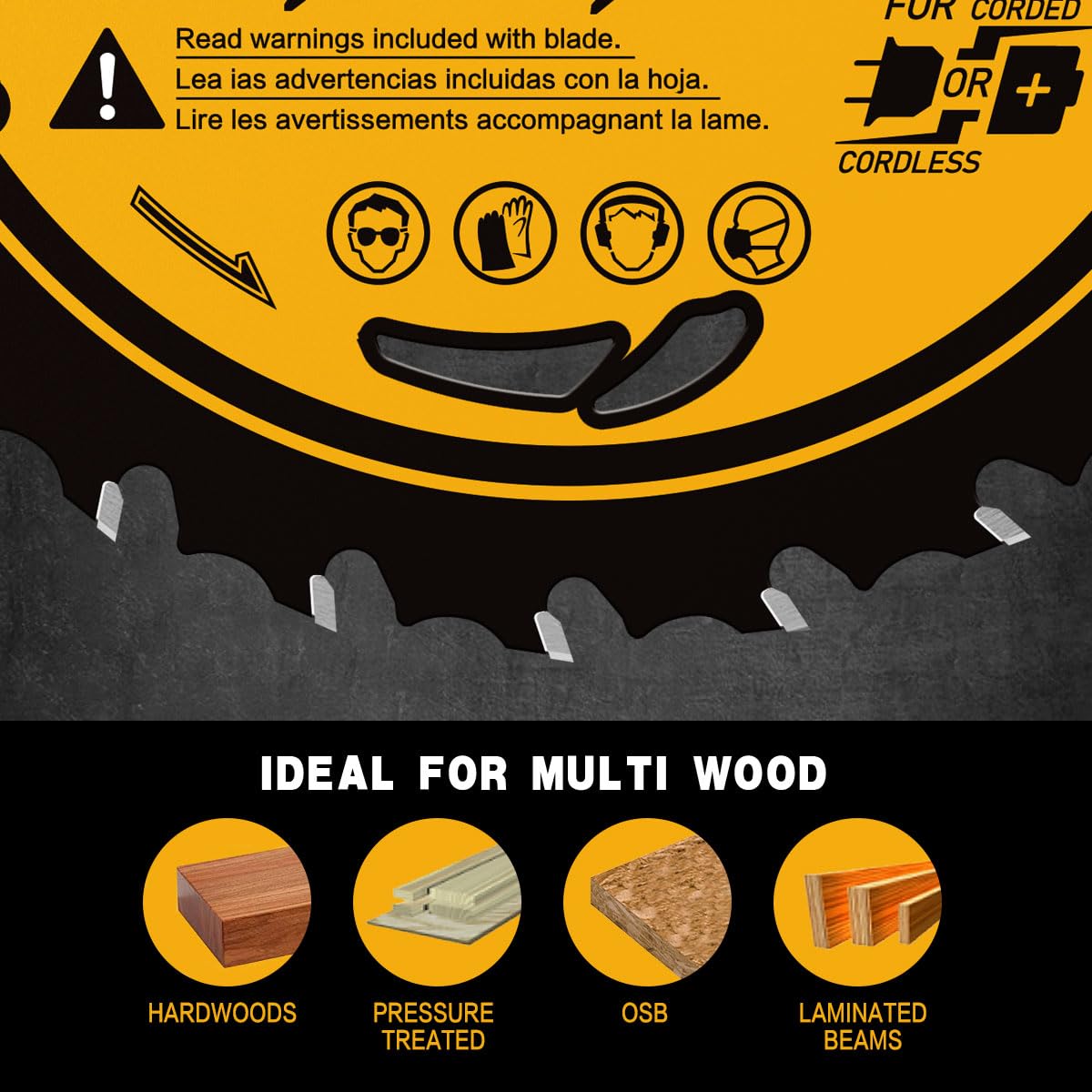 Vierdwin blade cutting softwood with tear-out control