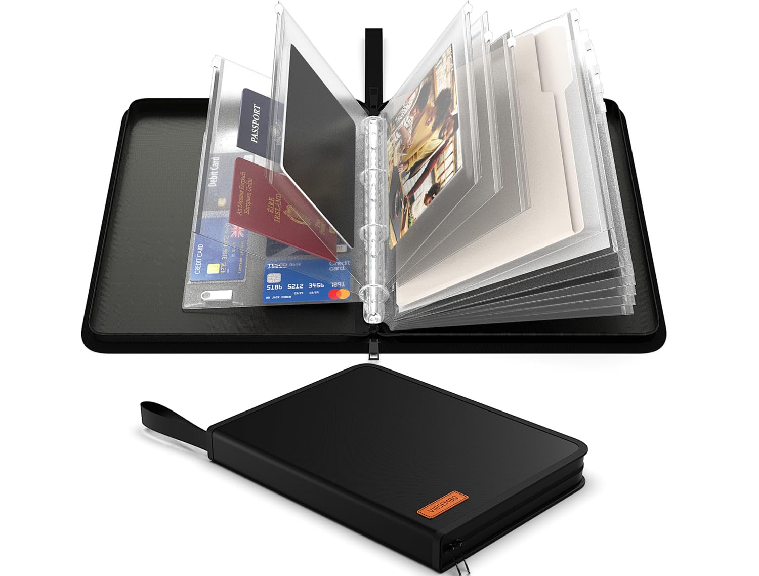 Viesembo fireproof document bag with zipper protects important papers during a fire
