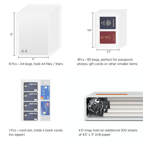 Viesembo large-capacity binder pockets organizing papers and photos.
