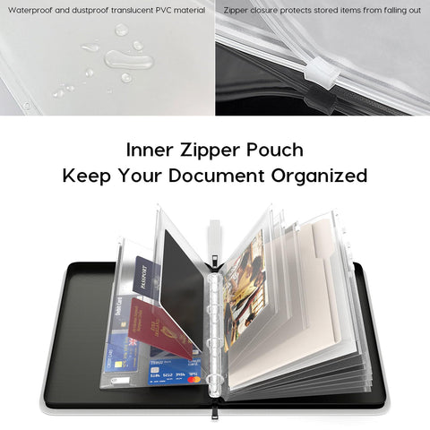 Viesembo waterproof zipper binder demonstrates moisture protection.