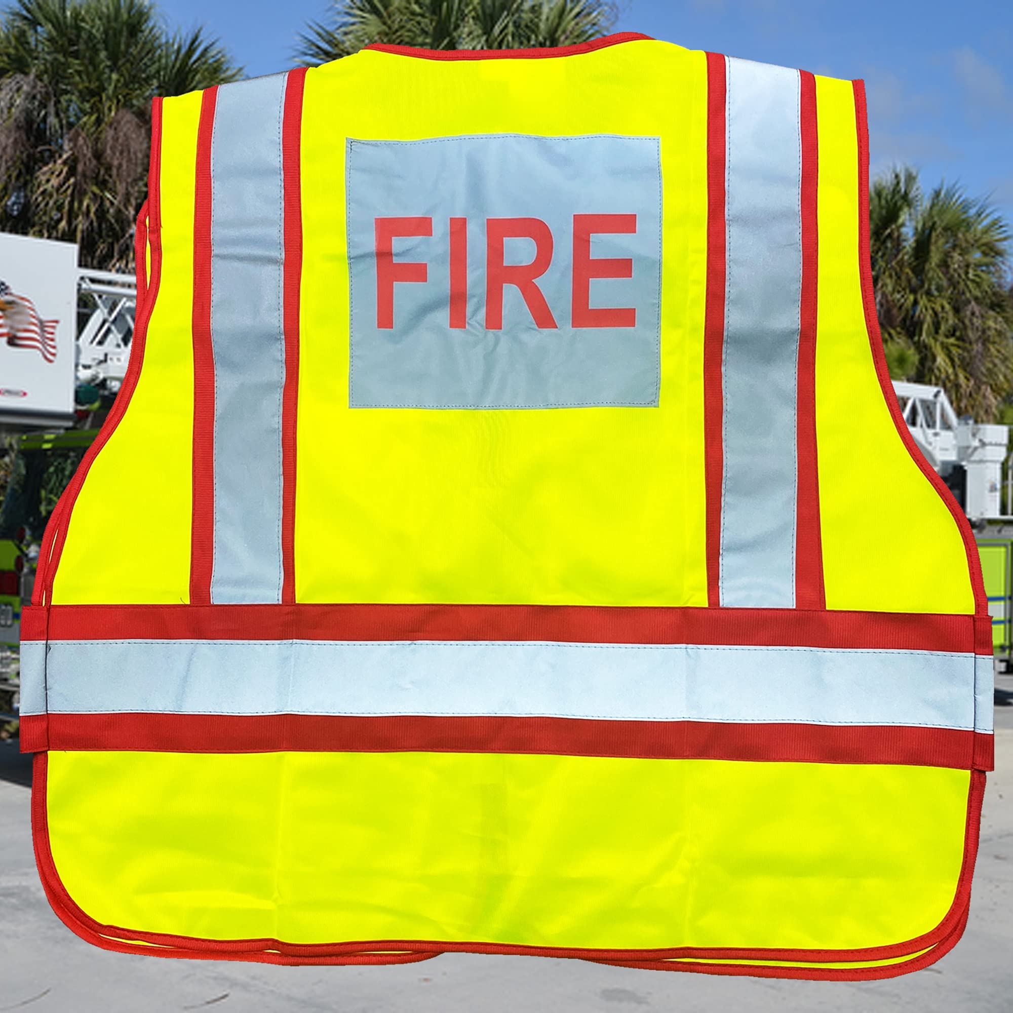ViewBrite breakaway fire vest in lime green with breakaway design