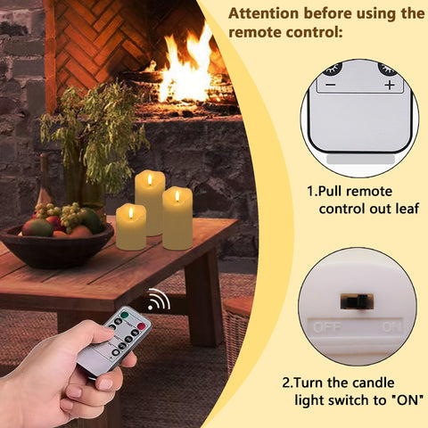 VIEWELLD real wax-look candles with 3D flame for authentic glow without smoke