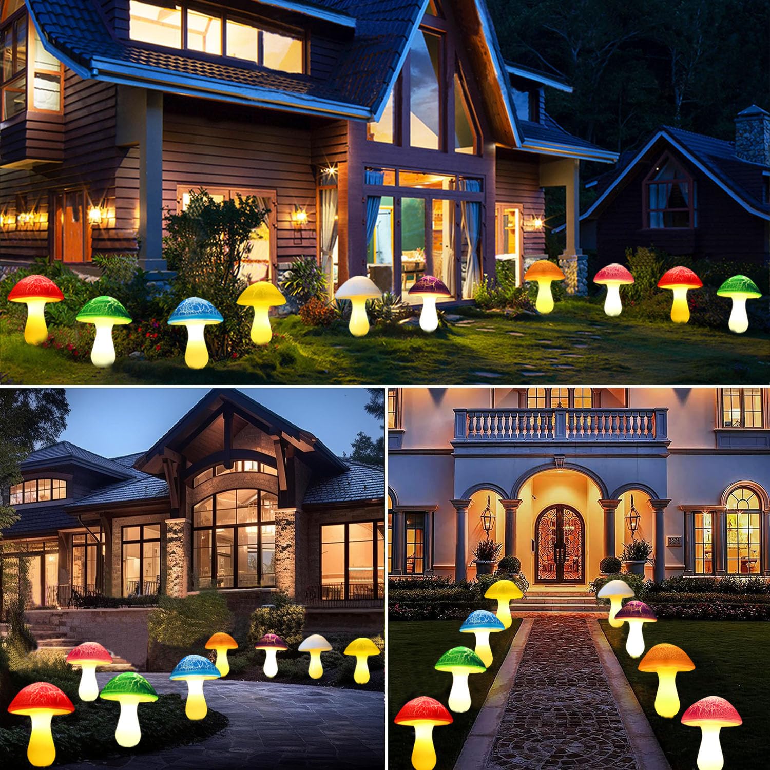Viewpick crack mushroom pink lights add decorative color accents to patios.