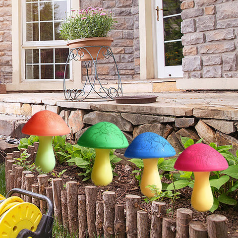 Viewpick crack mushroom yellow lights provide cheerful focal points in garden spaces.