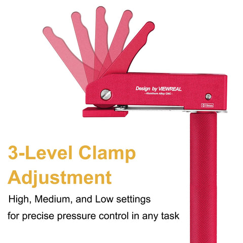 ViewReal extended 7.9-inch handle offers longer reach for thicker materials