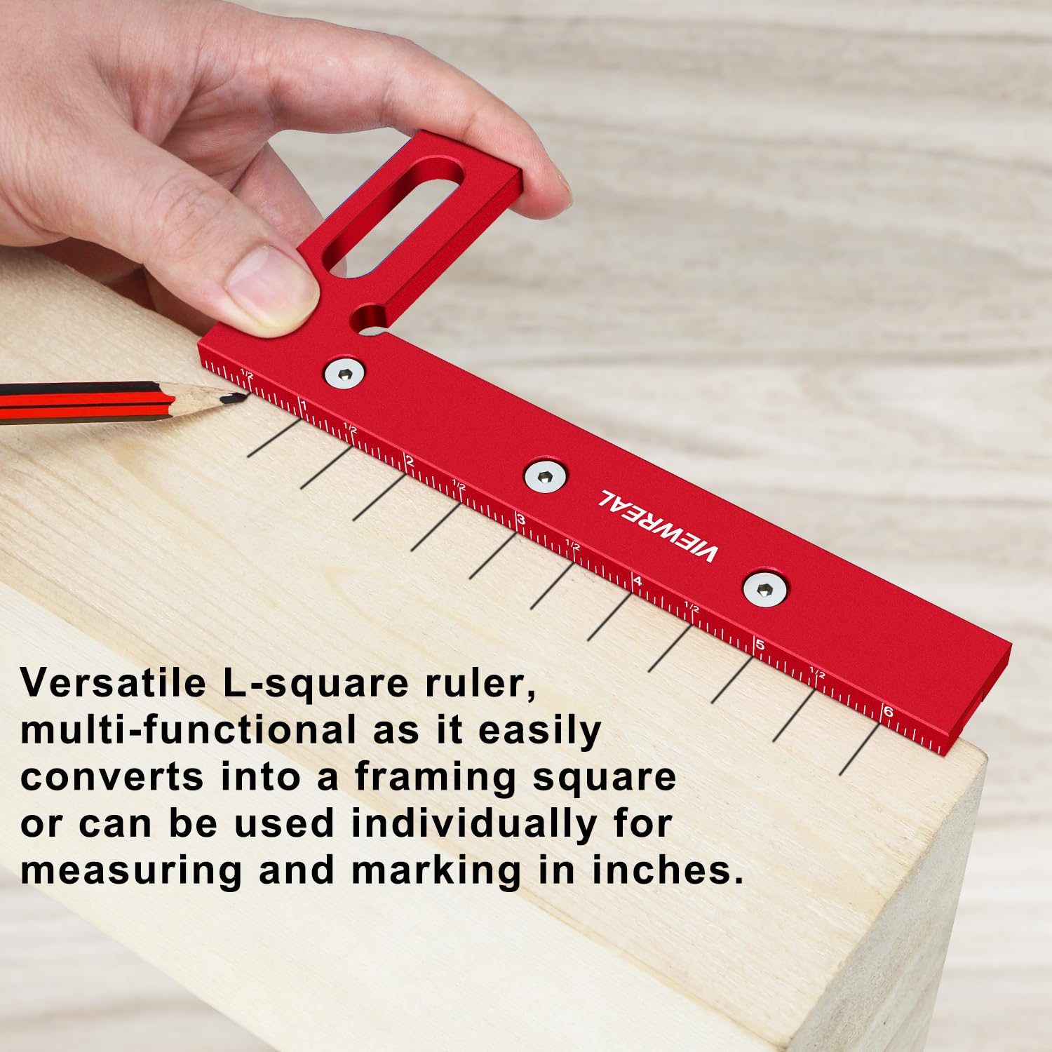 ViewReal all-in-one measuring tool supports scribing and angle verification across pieces.