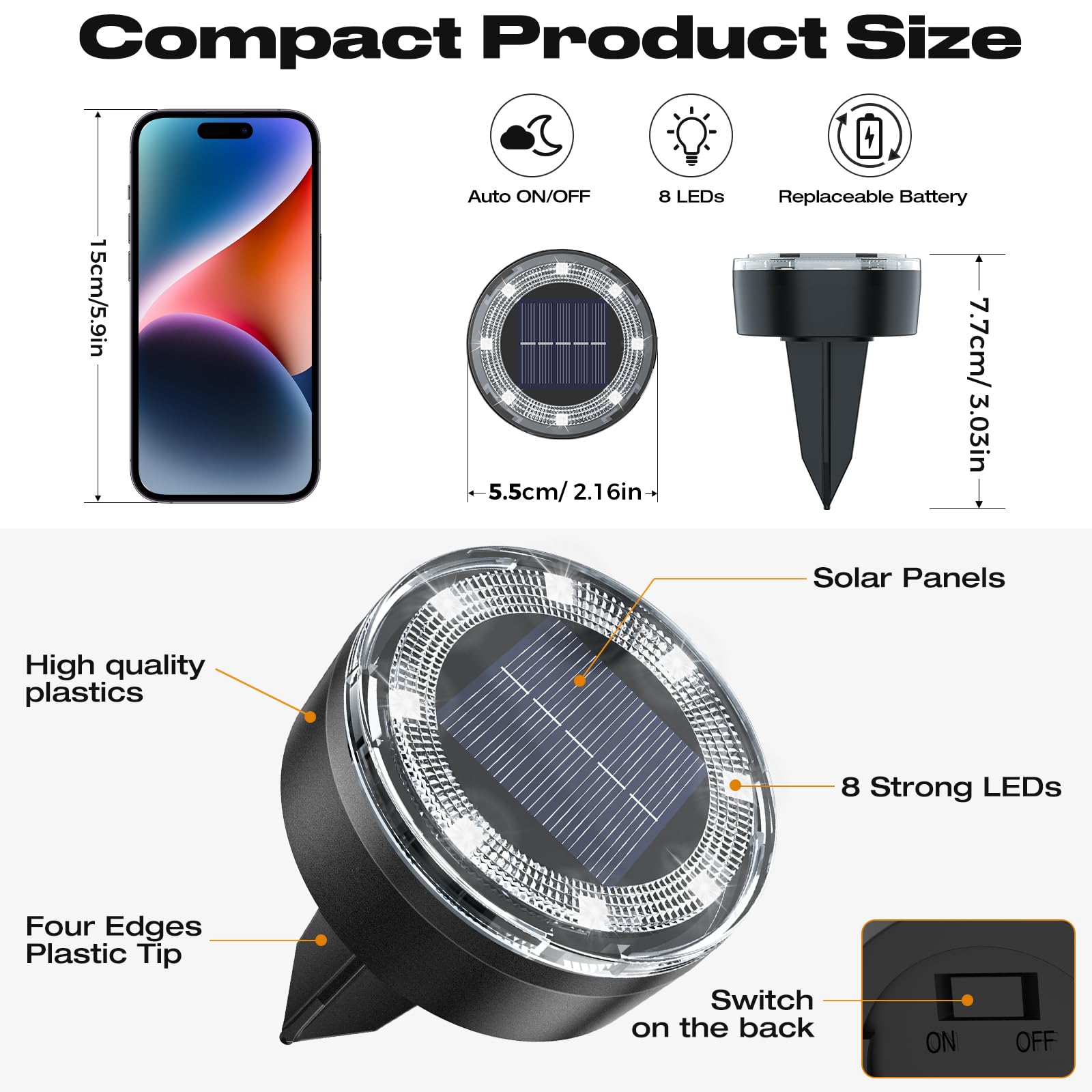 vighep mini solar ground lights ground-mount-flush illustrates installing without mower interference