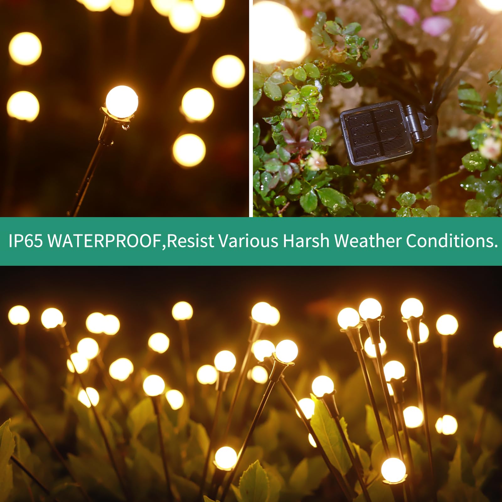 Vignuto wind-dance firefly effect garden light enhances evening ambience.