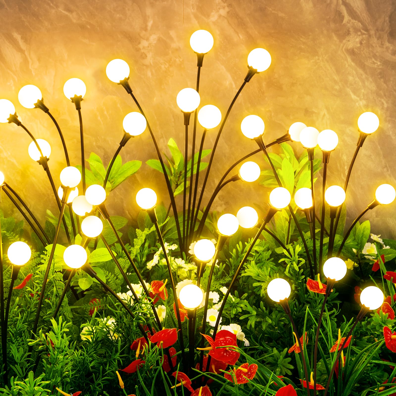 Vignuto Solar Lights 4-pack illuminate gardens with warm firefly glow